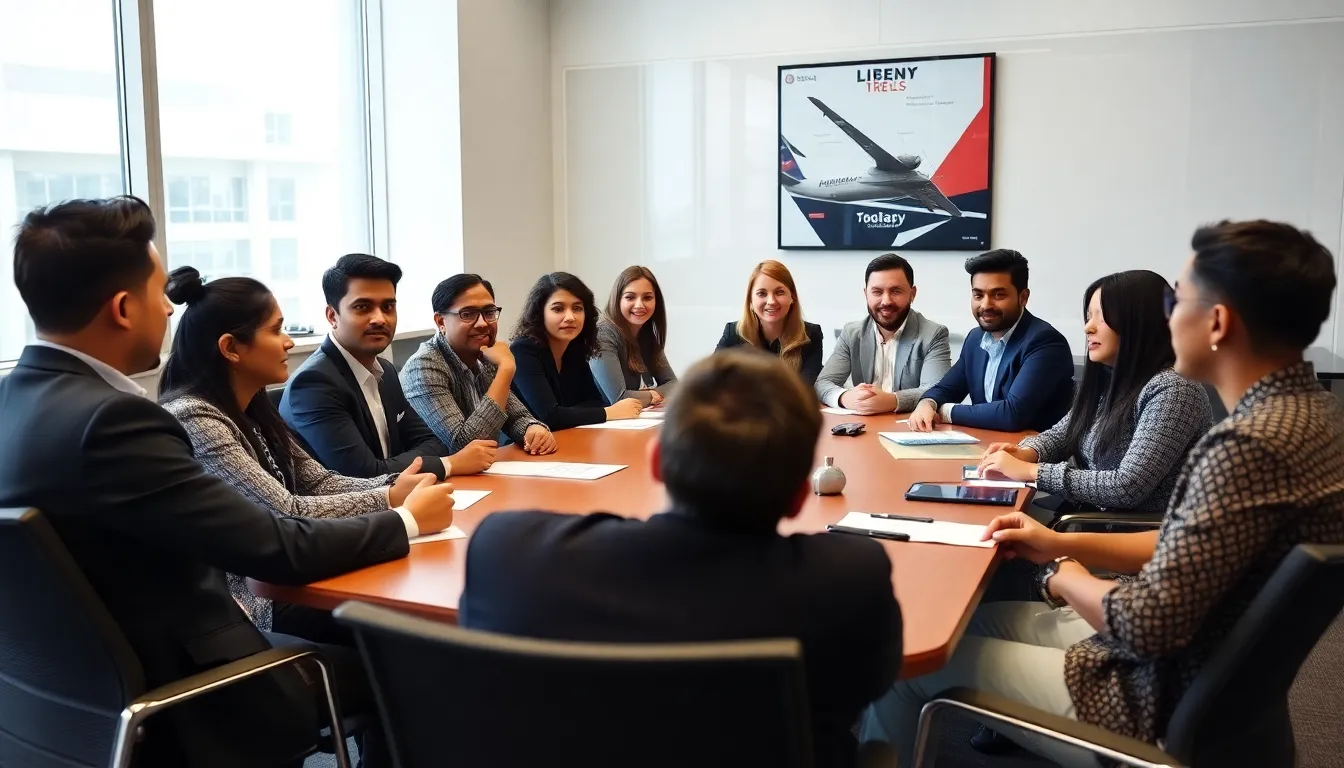 An office setting where U.S. employers are strategizing on how to retain foreign talent amid changing immigration policies and labor market dynamics