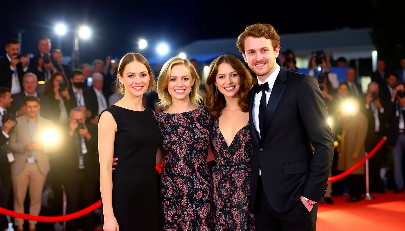 Sophie Thatcher, Erin Kellyman, and Joe Alwyn pose together on the red carpet at the Cannes Film Festival, showcasing their excitement for the premiere of their new actionthriller Cavendish.