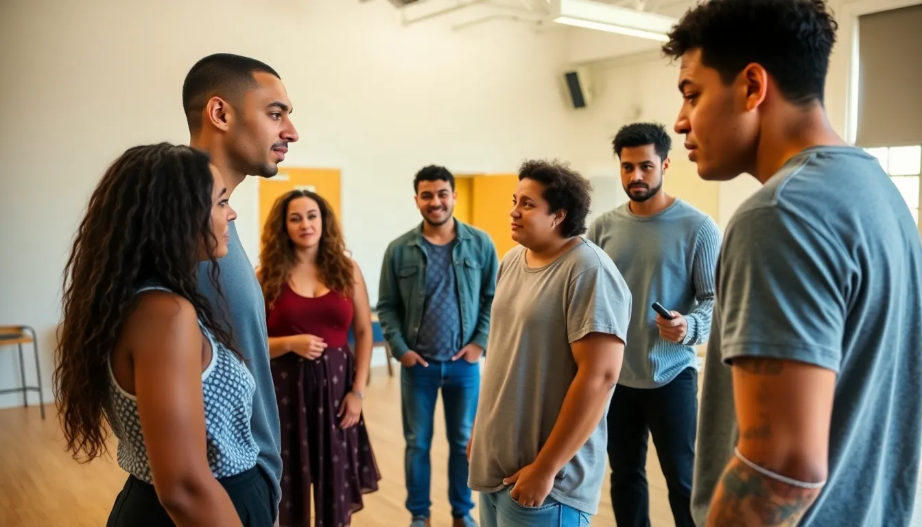 Young adults engage in a lively discussion about the representation of acne in media, highlighting its impact on beauty standards and personal identity