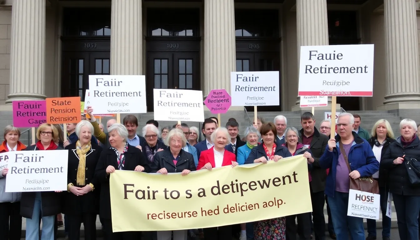 A group of older workers at a workplace, representing the impact of the rising pension age on employment dynamics and job opportunities