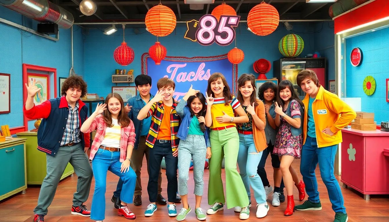 A scene capturing the essence of friendship and camaraderie as characters navigate challenges together in a nostalgic setting