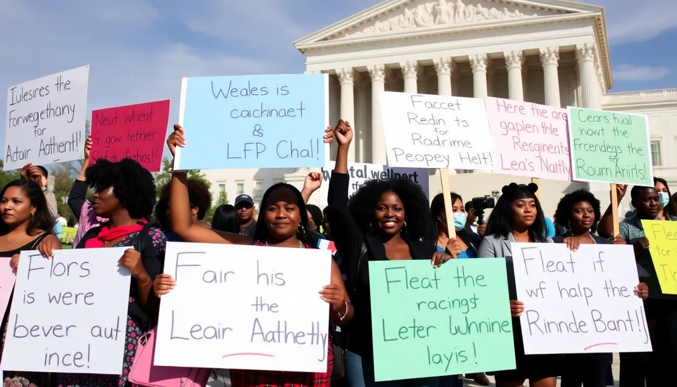 Activists from civil rights organizations rallying to advocate for fair representation in the political process