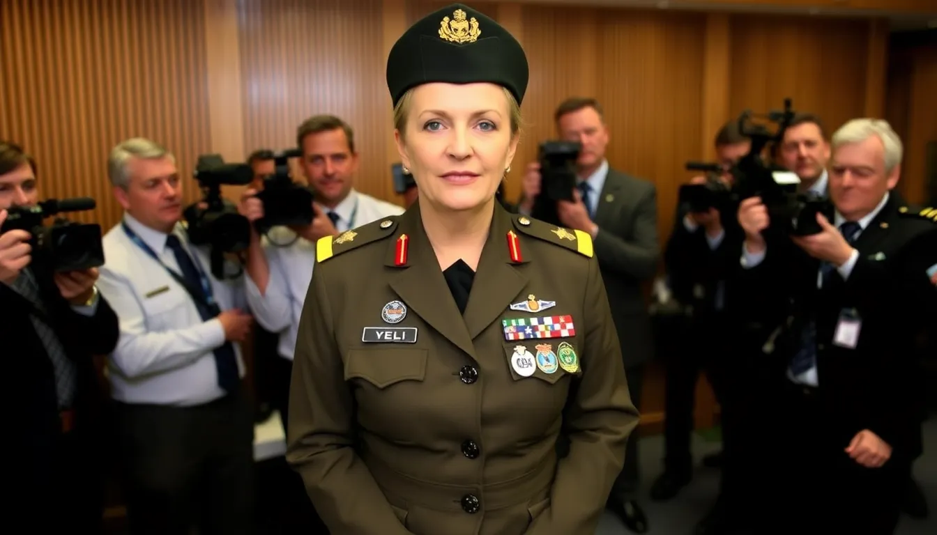A diverse group of military personnel applauds enthusiastically during the announcement of Susan Coyle's leadership role, showcasing support for inclusivity within the armed forces