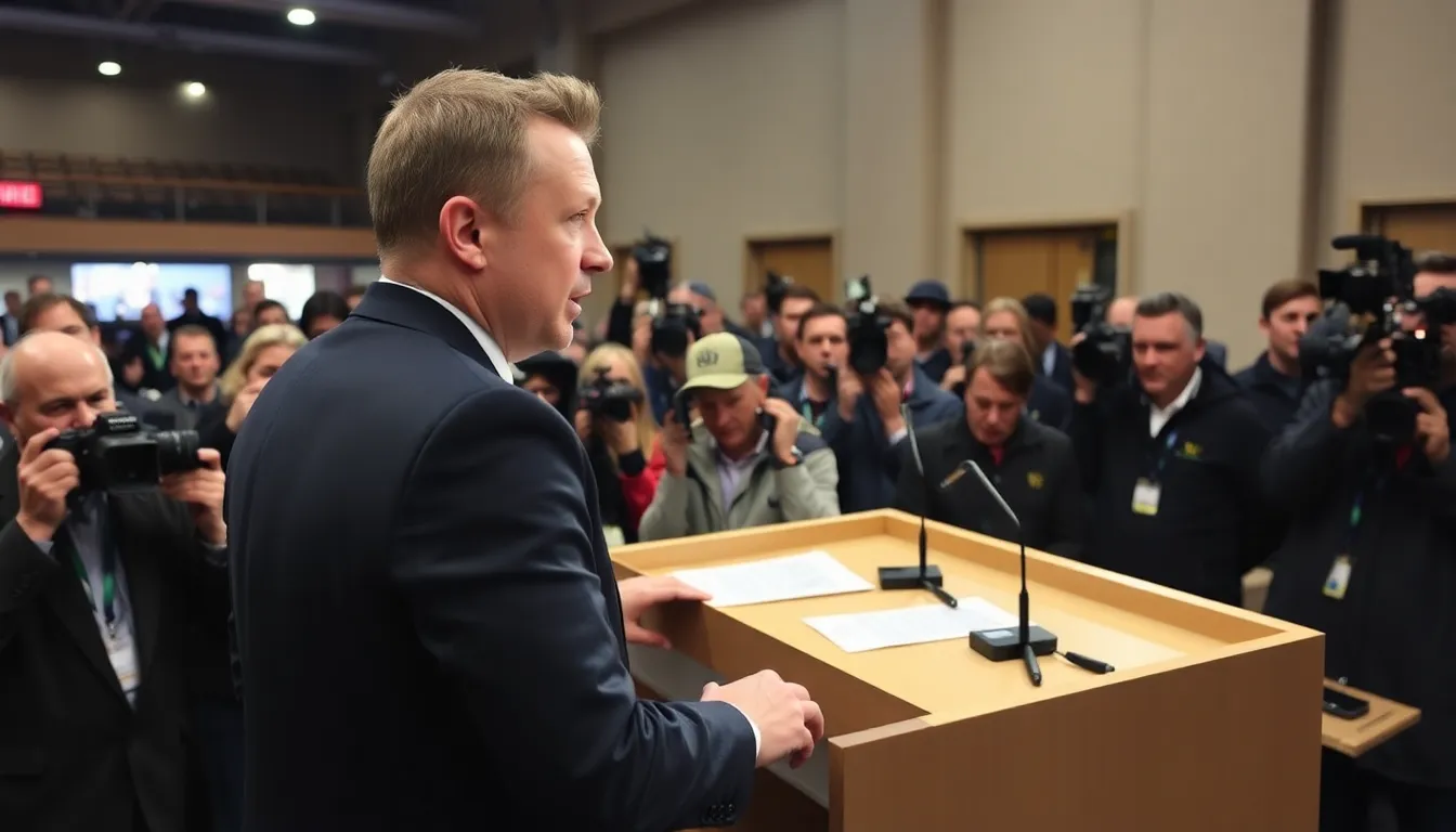 Chris Sutton discusses his predictions for the upcoming FA Cup match against boxer Richard Riakporhe during a press event, surrounded by reporters and cameras.