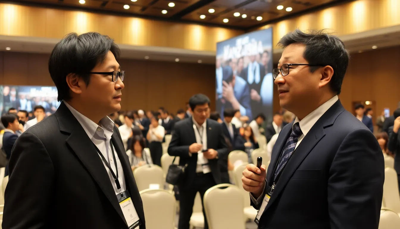 Takahashi Issey and Saitoh Takumi are seen discussing a scene from their upcoming crime thriller 'Hanzaisha' during a promotional event in Tokyo.