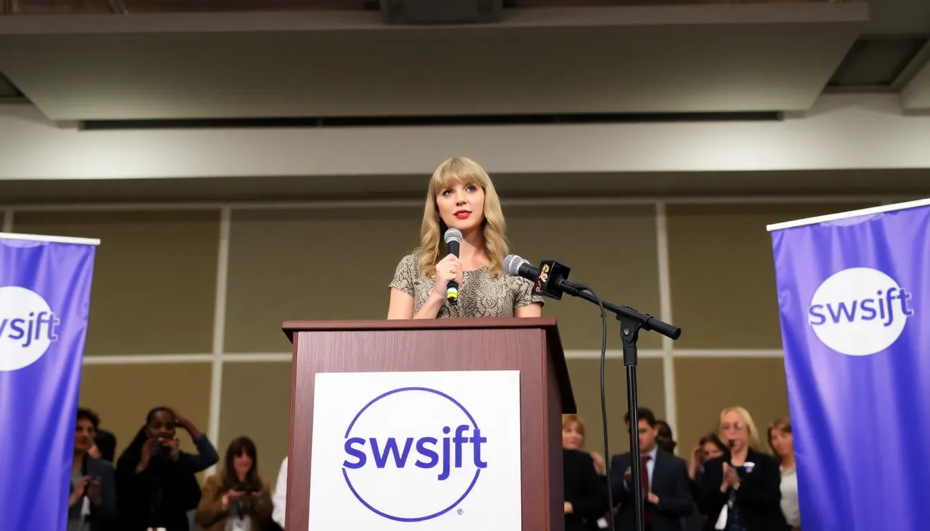 A closeup of Taylor Swift in a studio setting, highlighting her dedication to maintaining artistic integrity in the face of advancing technology