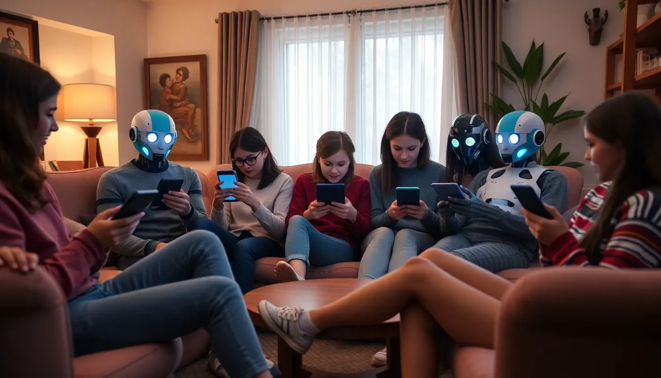 Developers showcasing innovative chatbot designs at a tech conference, illustrating the growing interest in creating engaging digital companions for younger audiences