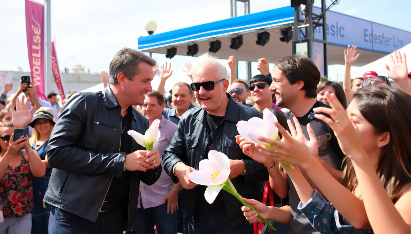 U2 collaborating with various artists in a recording studio, reflecting their commitment to evolving their musical style and engaging with contemporary themes