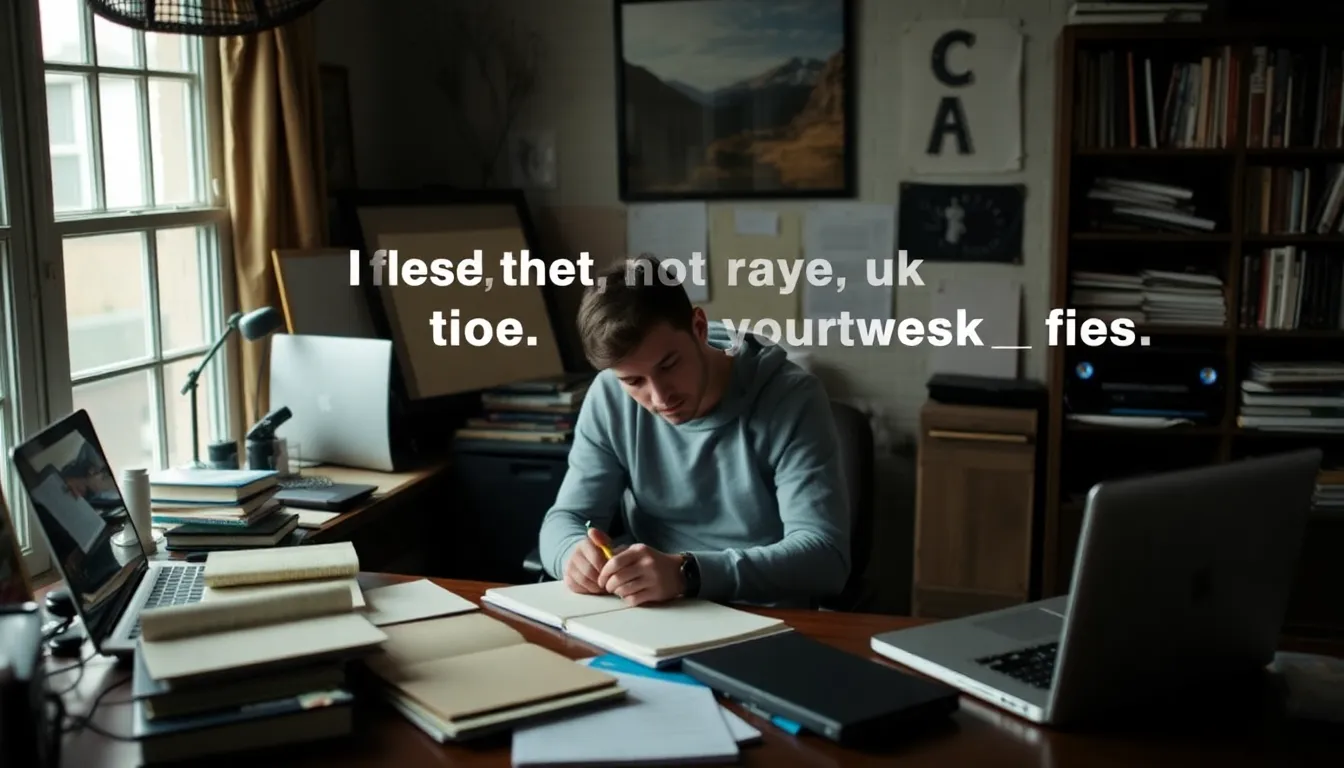 A writer sits at a desk surrounded by notebooks and a laptop, deeply focused as they reflect on their brother's struggle with addiction, illustrating the personal impact of this crisis on families.
