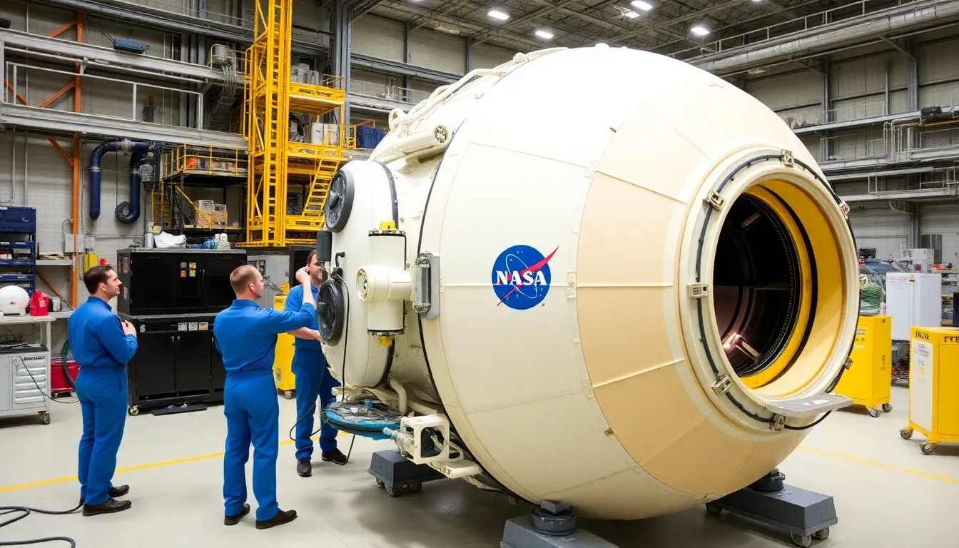 Engineers collaborate on the Orion spacecraft, ensuring all systems are operational for the upcoming lunar flyby mission
