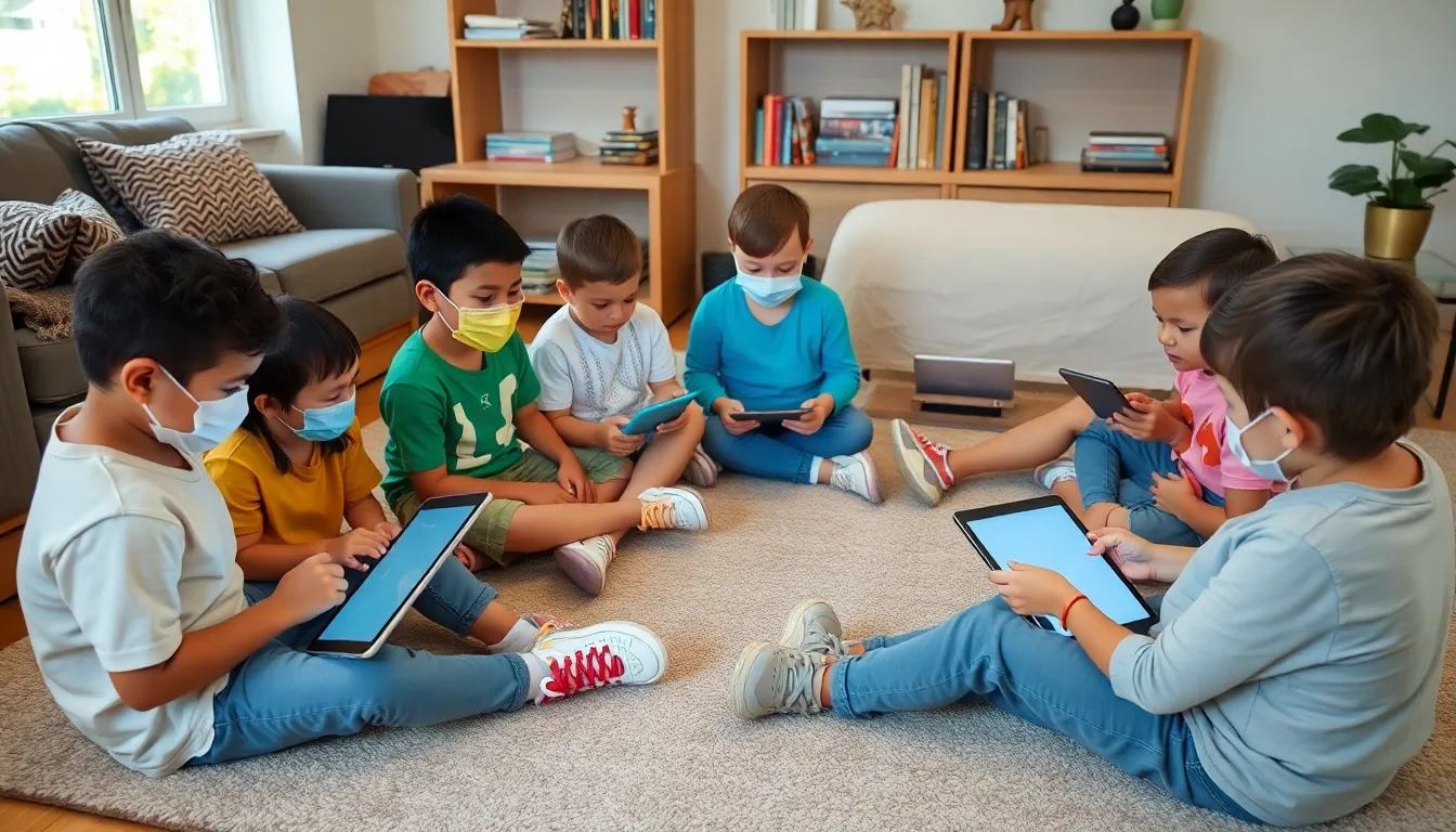 A healthcare professional discussing screen time guidelines with concerned parents in a clinic setting, emphasizing the importance of managing children's digital consumption