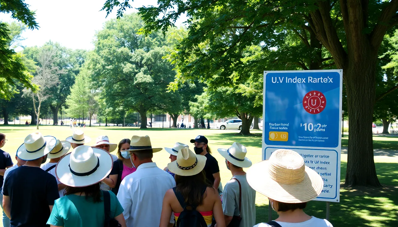A public health campaign poster highlighting the importance of UV protection and encouraging regular skin checks for sun safety