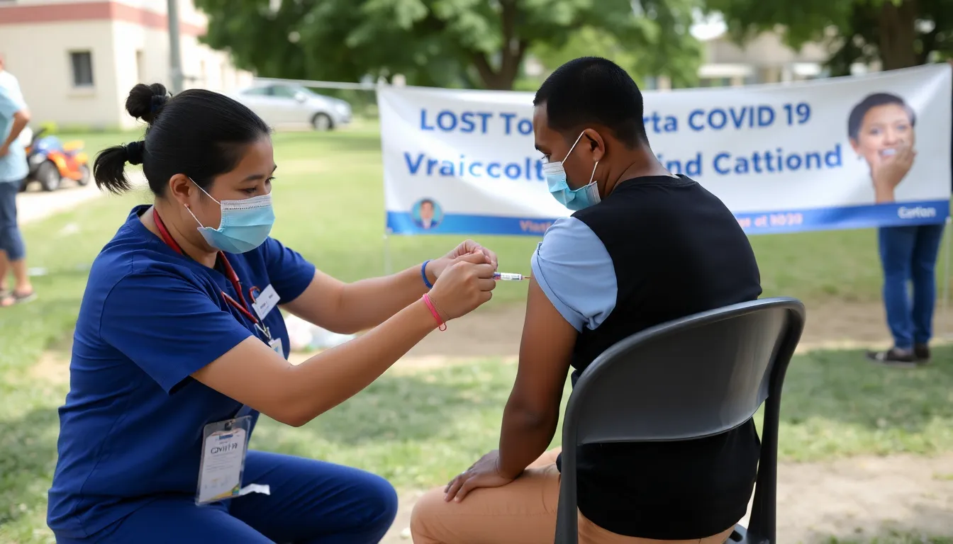 A healthcare worker administers a COVID19 vaccine to a patient at a community vaccination event, highlighting the ongoing efforts to increase public trust in vaccines.