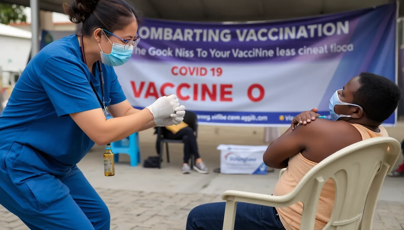 A healthcare worker administering a vaccine to a patient, symbolizing the ongoing efforts to improve public health and community trust in vaccination