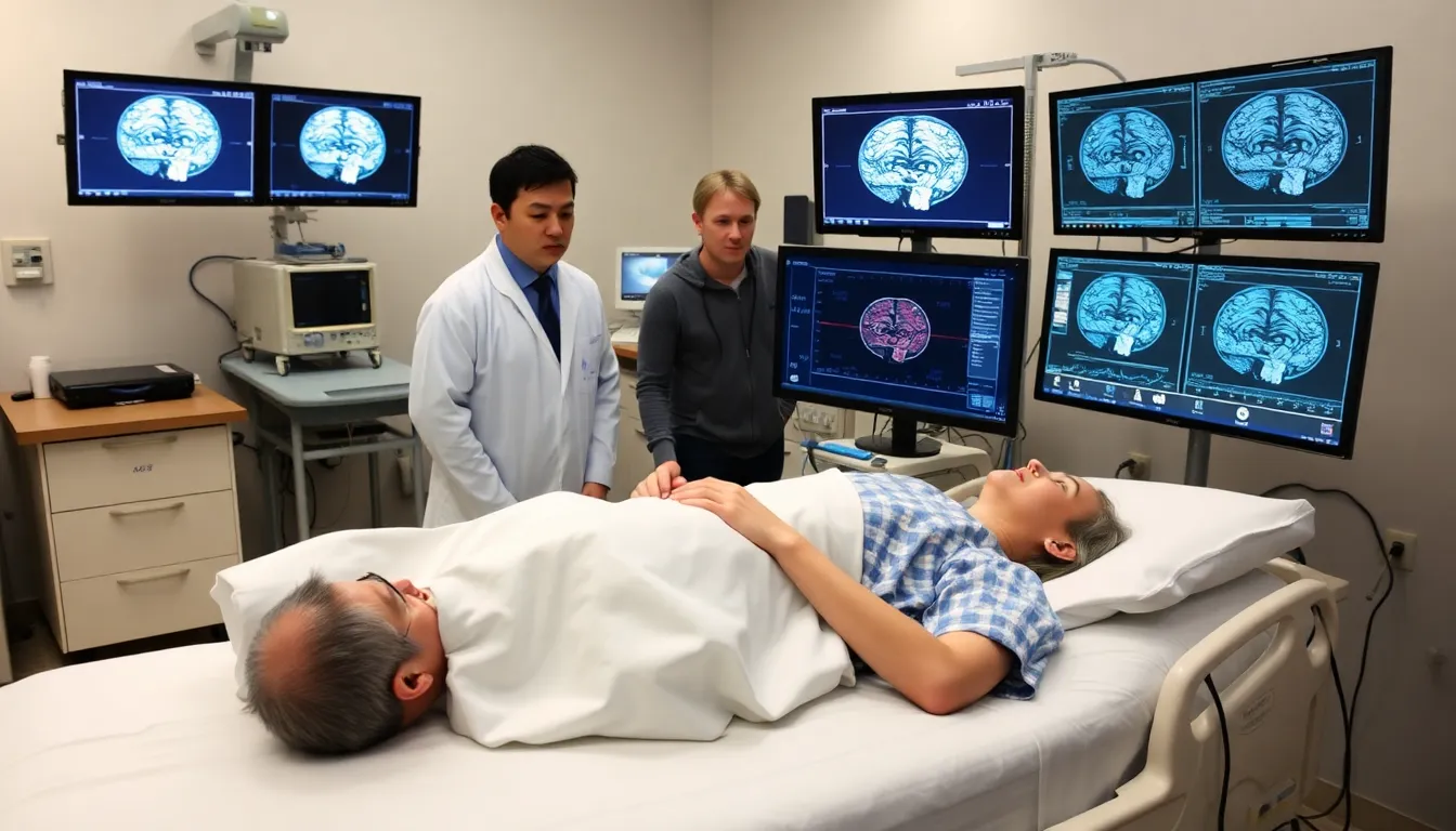 A neurologist discussing the implications of new findings on patient awareness with a concerned family in a hospital setting