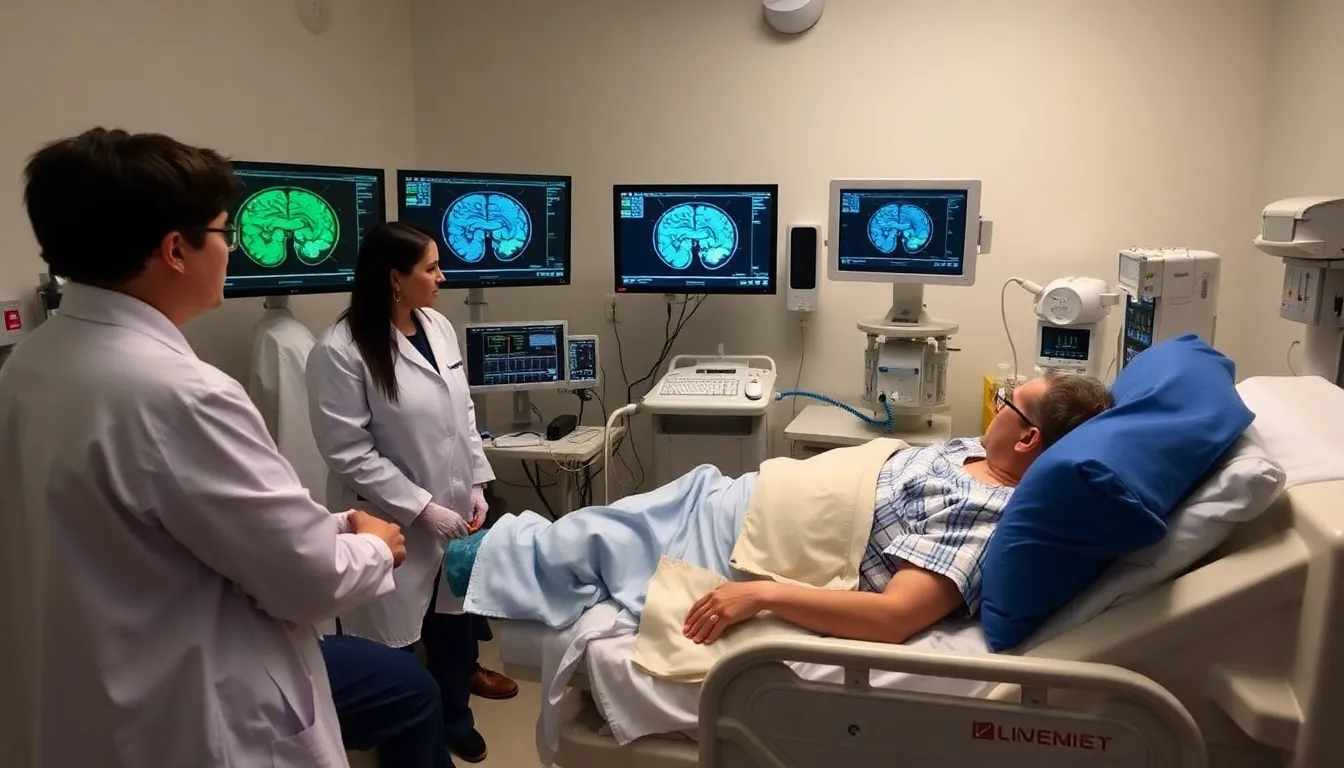 A healthcare professional training with advanced imaging technology to enhance diagnostic capabilities for disorders of consciousness in patients