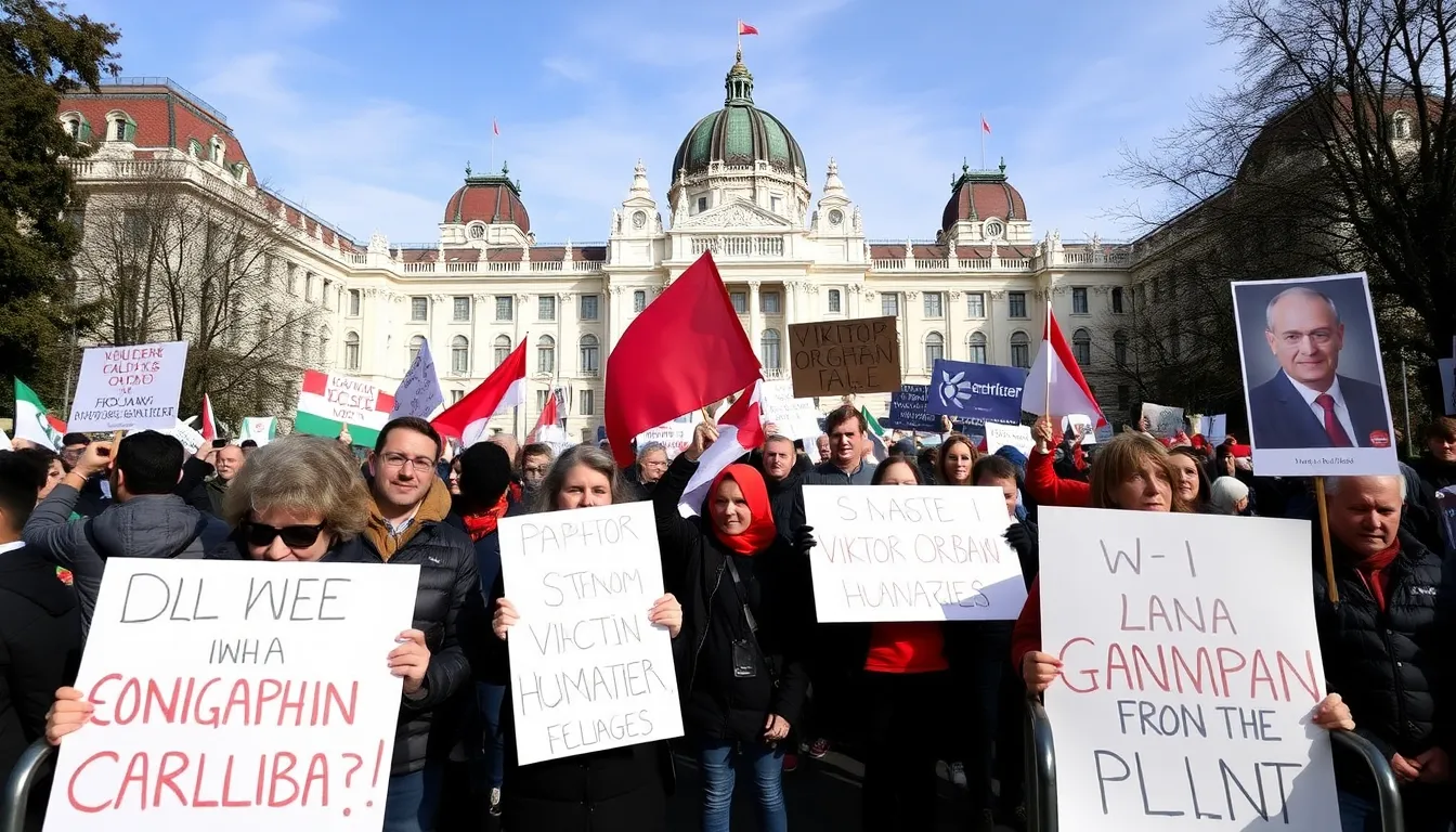 Leaders of the opposition coalition unite on stage, emphasizing their commitment to restoring democratic norms and addressing key issues affecting Hungarian citizens