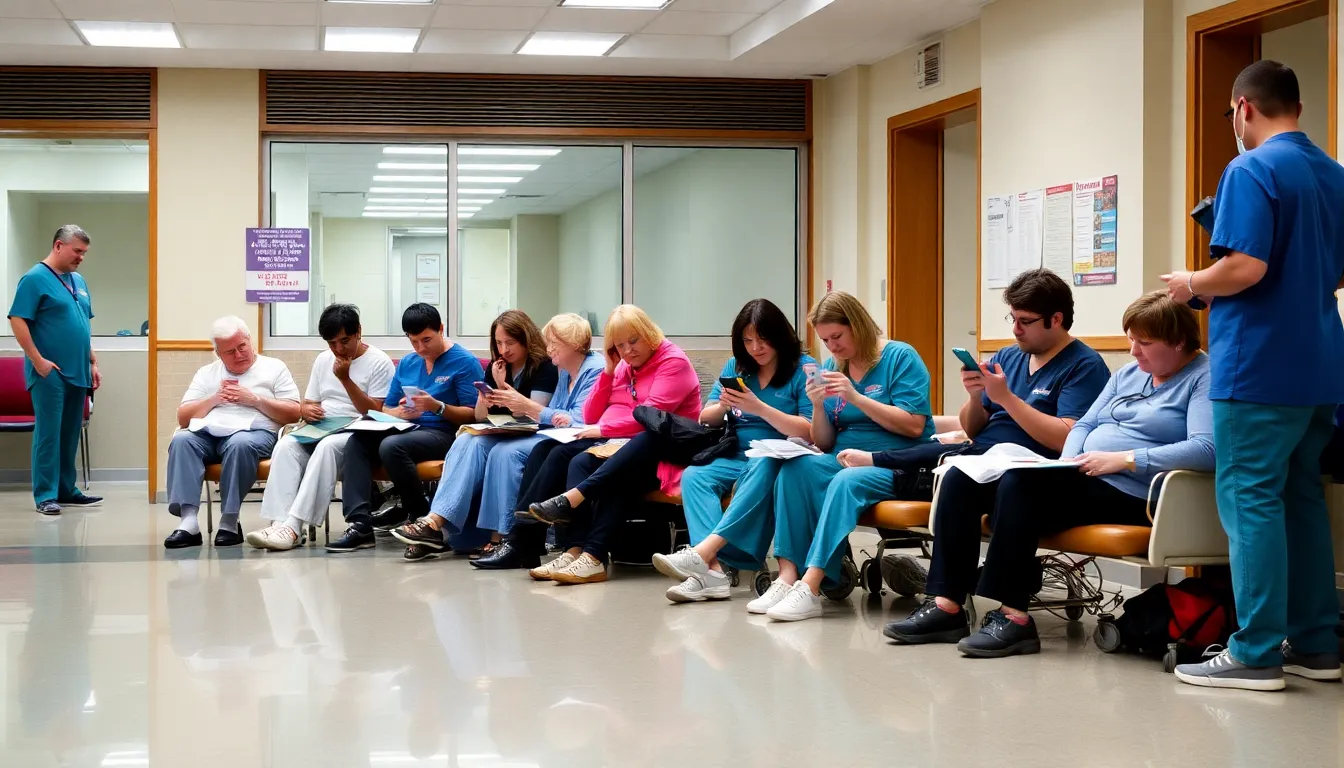 A concerned patient checking in with their healthcare provider for updates on potential disruptions to their medical appointments