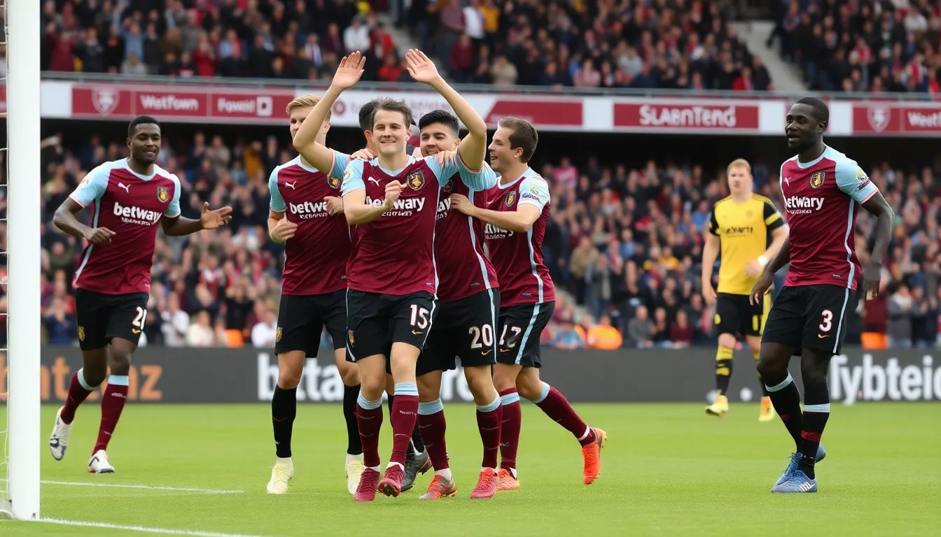 A tense moment unfolds as Wolves struggle to defend against West Ham's relentless pressure during the match