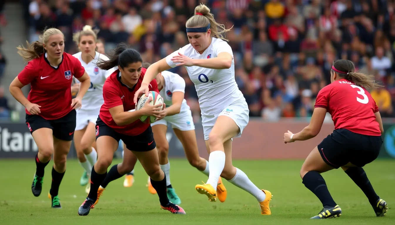 Fans cheering passionately in the stands, highlighting the growing excitement and support for women's rugby at the Women's Six Nations