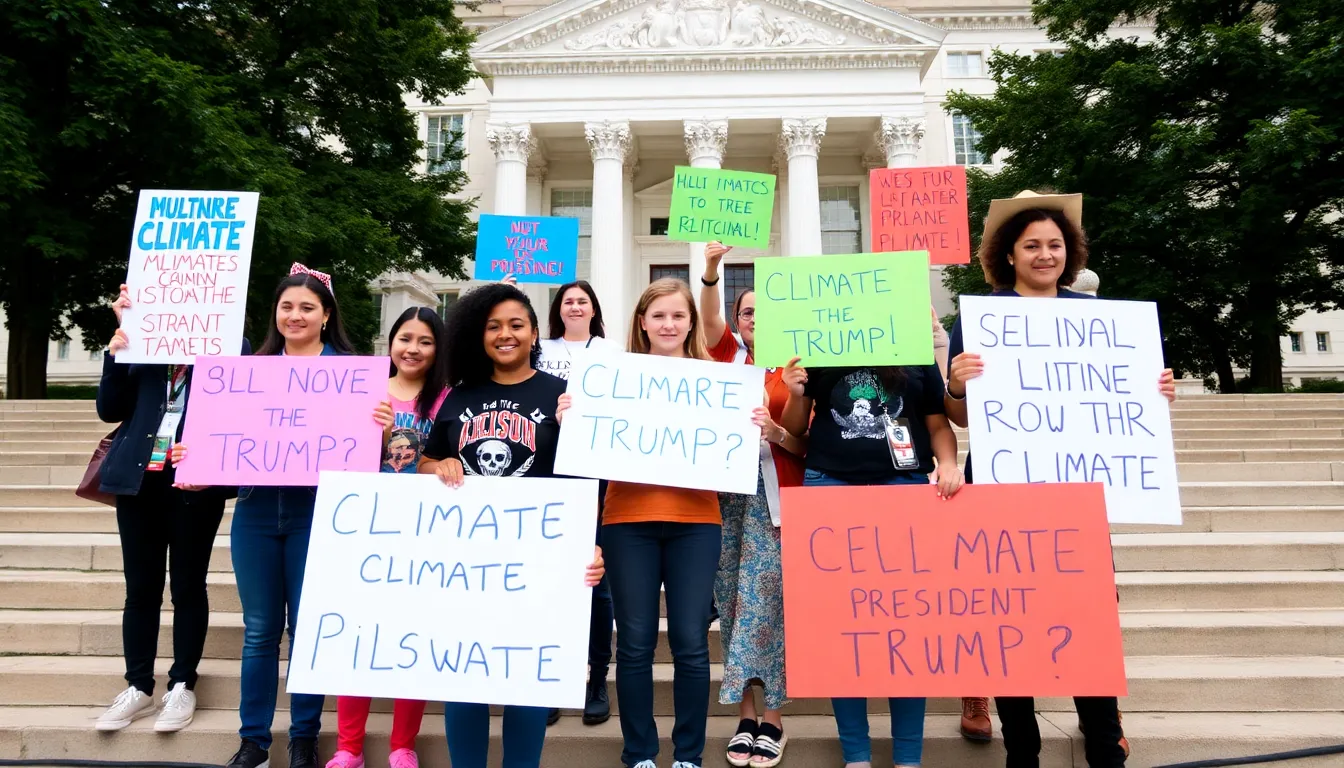 Youth activists holding signs that emphasize the importance of a healthy environment, illustrating their demands for accountability from government officials