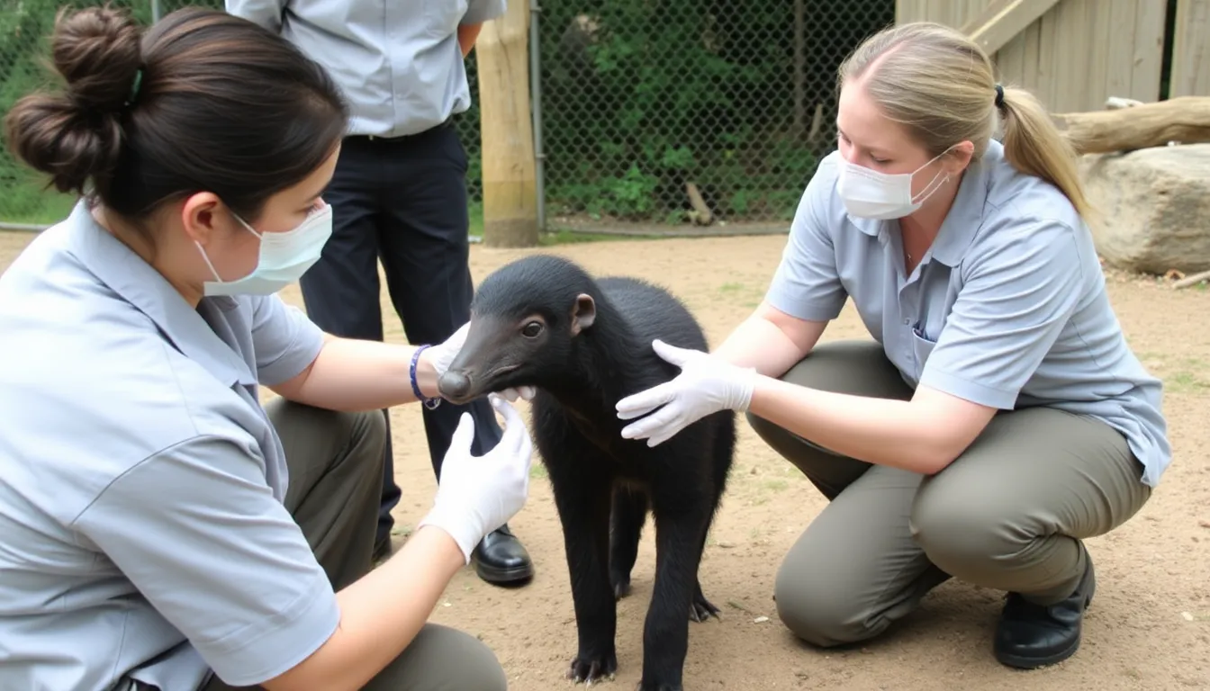 A conservationist discussing the importance of giant anteater breeding programs, emphasizing the role of such initiatives in preserving biodiversity and protecting endangered species