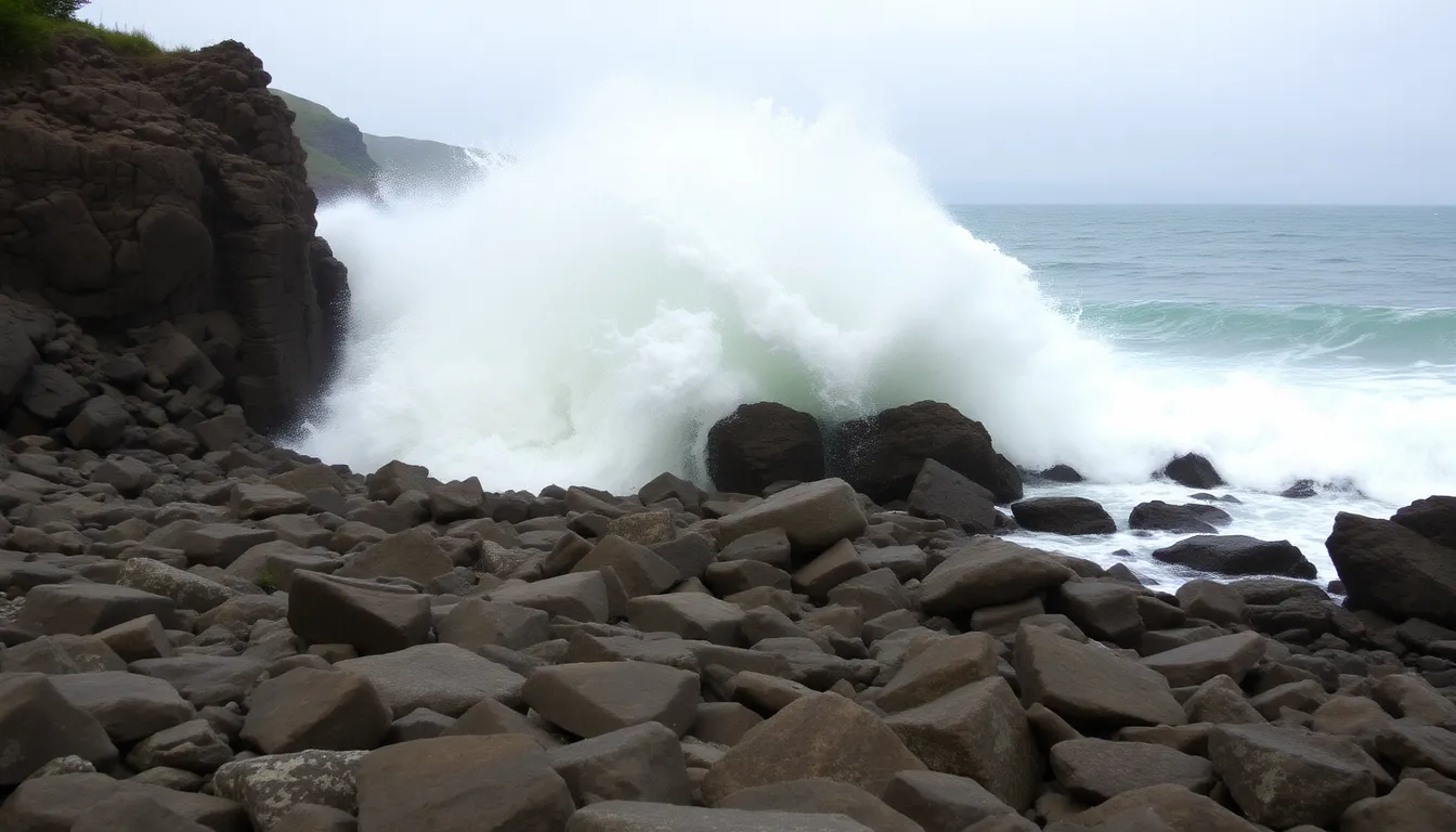 Scientists engaged in research, analyzing data and models to understand the geological processes behind the recent megatsunami event