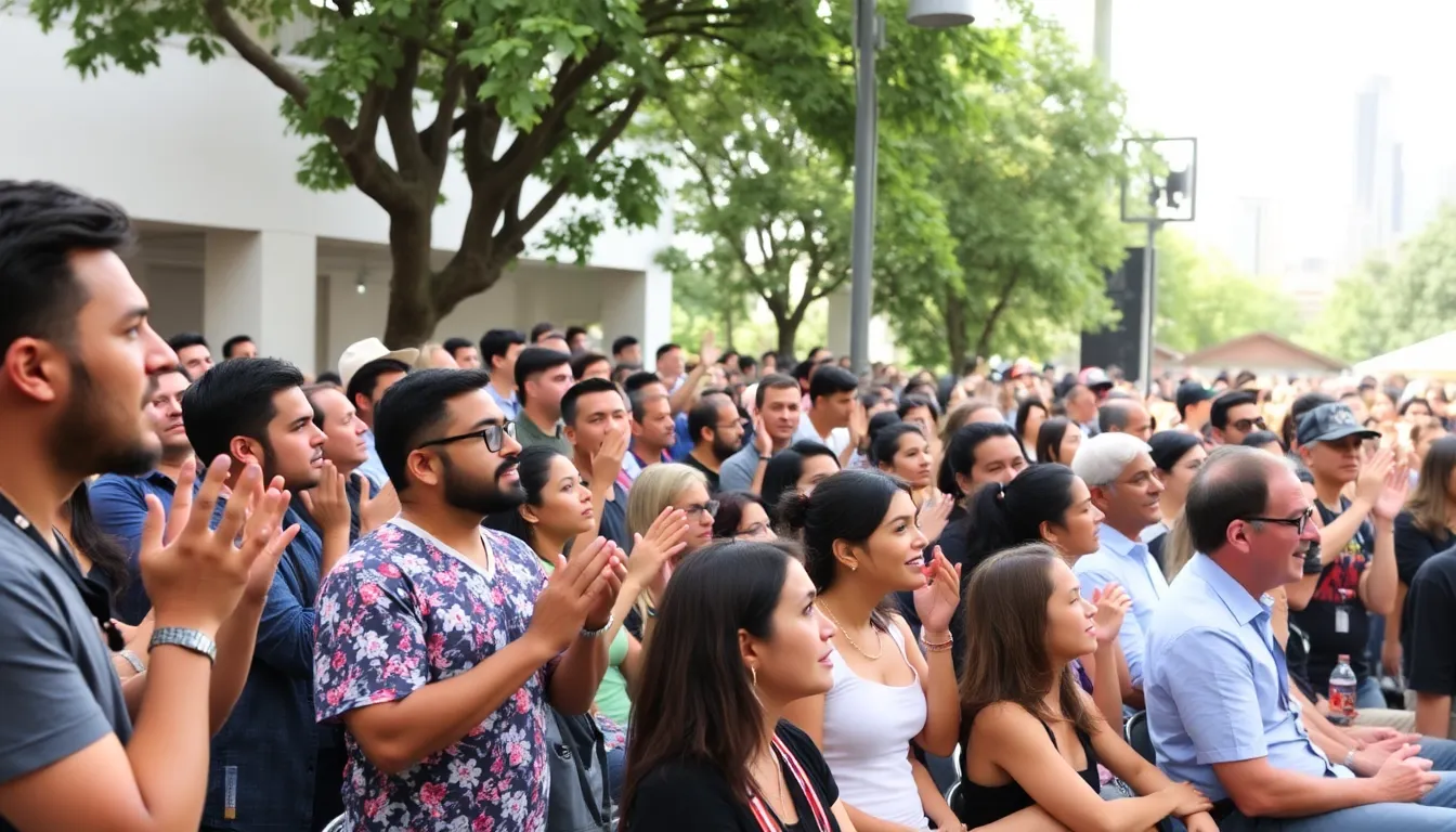 An audience captivated by a film screening at the Alternativa Film Festival, highlighting the vibrant atmosphere and cultural exchange fostered by the event