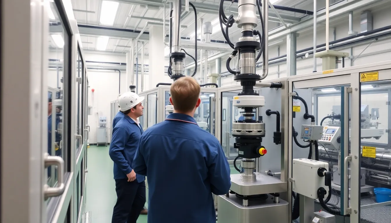 An executive presenting a strategic plan for AI adoption in manufacturing, emphasizing its importance for competitiveness and growth in the industry