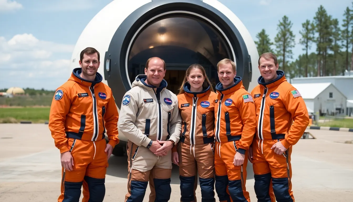 The Artemis II crew, consisting of four astronauts, stands together in front of the Orion spacecraft, ready to embark on a mission that aims to inspire future generations and promote international collaboration in space exploration.