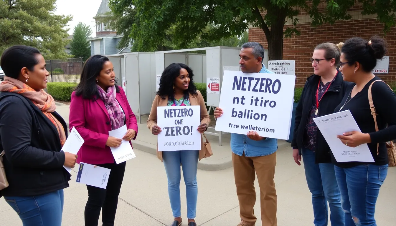 A diverse group of voters engaged in discussion, reflecting the nuanced shift in public attitudes towards net zero policies and economic concerns