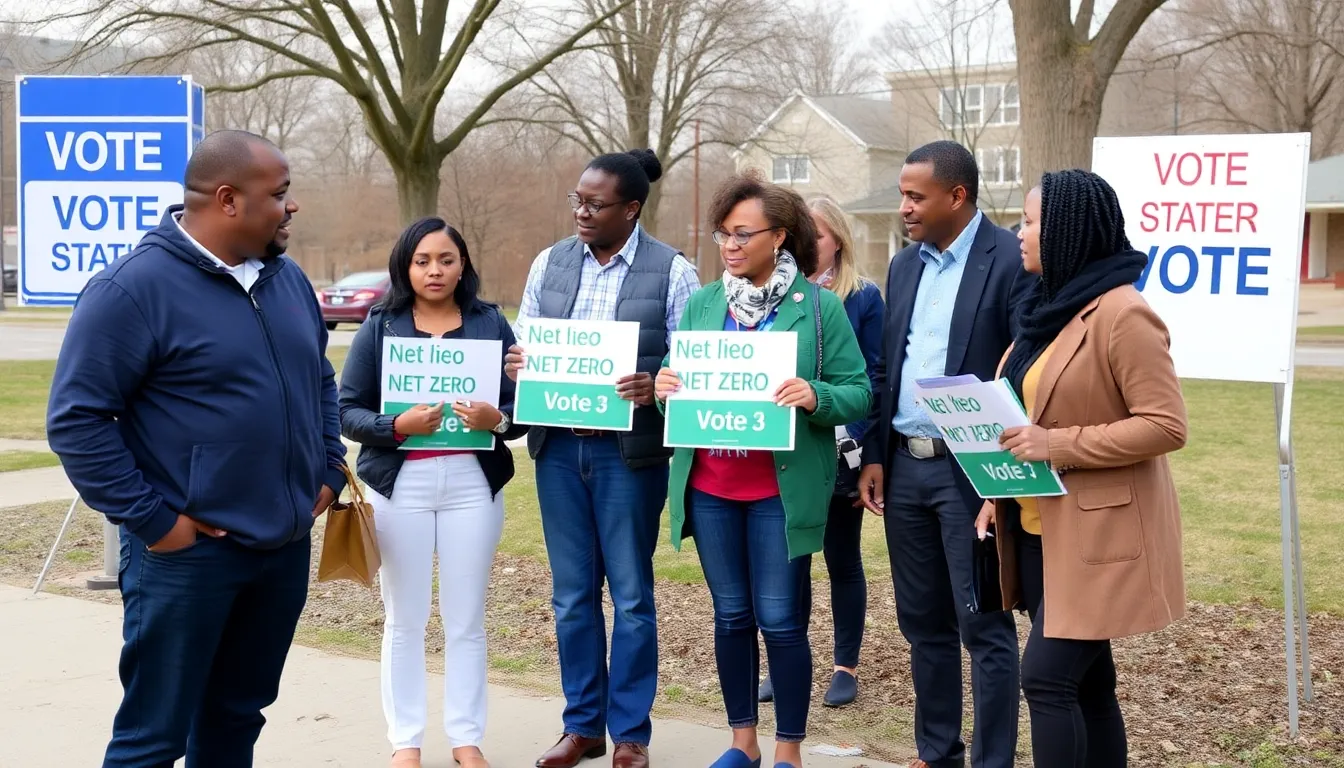 Young activists rallying for climate action, showcasing the growing demand for aggressive environmental policies among urban voters