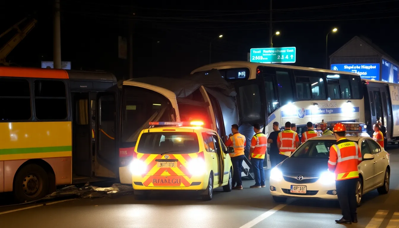 Grieving families gather near the crash site, mourning the loss of loved ones and calling for improved transportation safety regulations in Bangkok