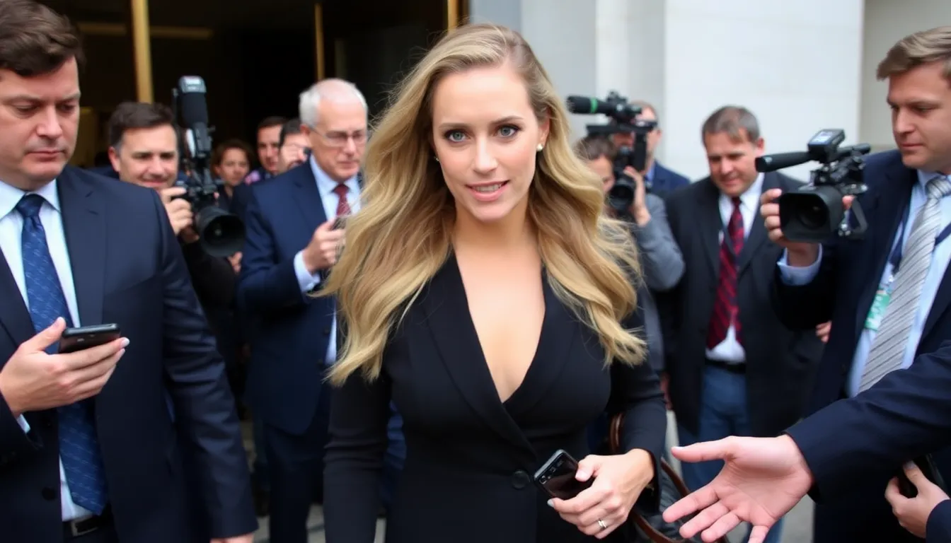 Blake Lively is seen leaving a courthouse, surrounded by reporters and photographers, following the announcement of her settlement case that revealed no financial compensation.