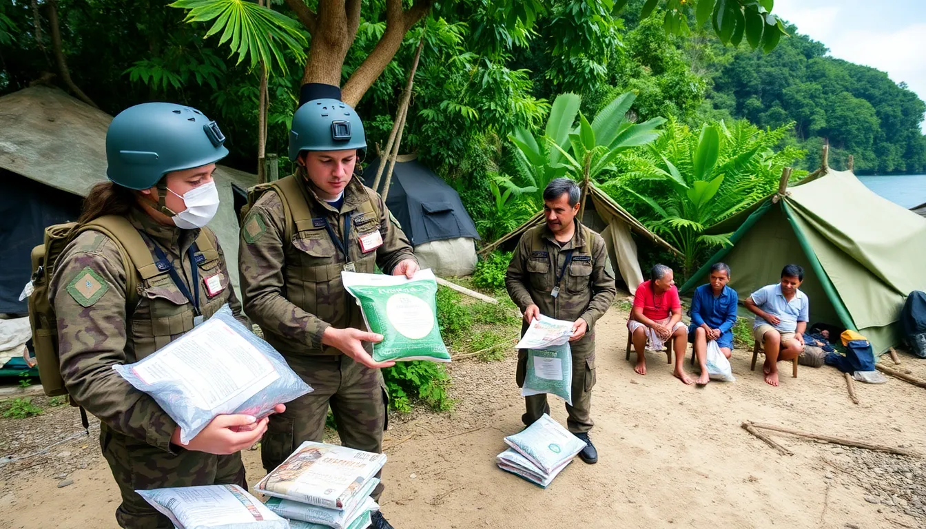 Residents of the isolated islands receive education on preventive measures against hantavirus as part of the aid initiative led by British military personnel