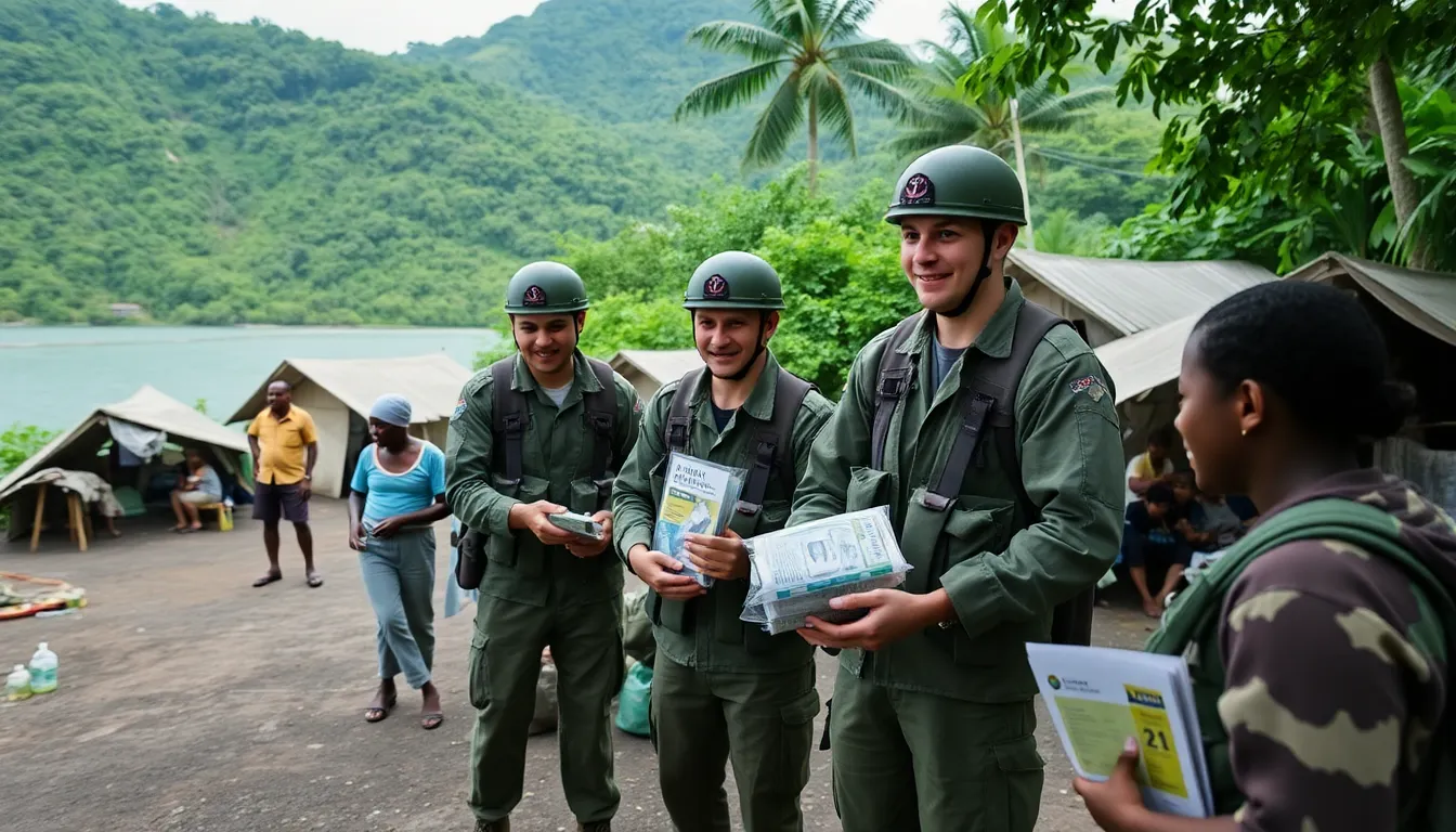 A British paratrooper assesses the situation on a remote island, highlighting the urgent need for healthcare resources in response to potential hantavirus cases