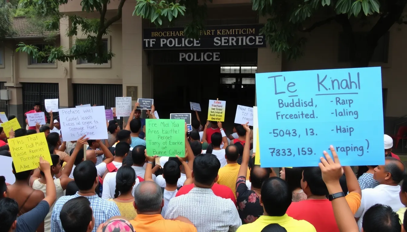 Activists holding banners calling for reforms and protective measures for victims of abuse within the Sri Lankan legal system