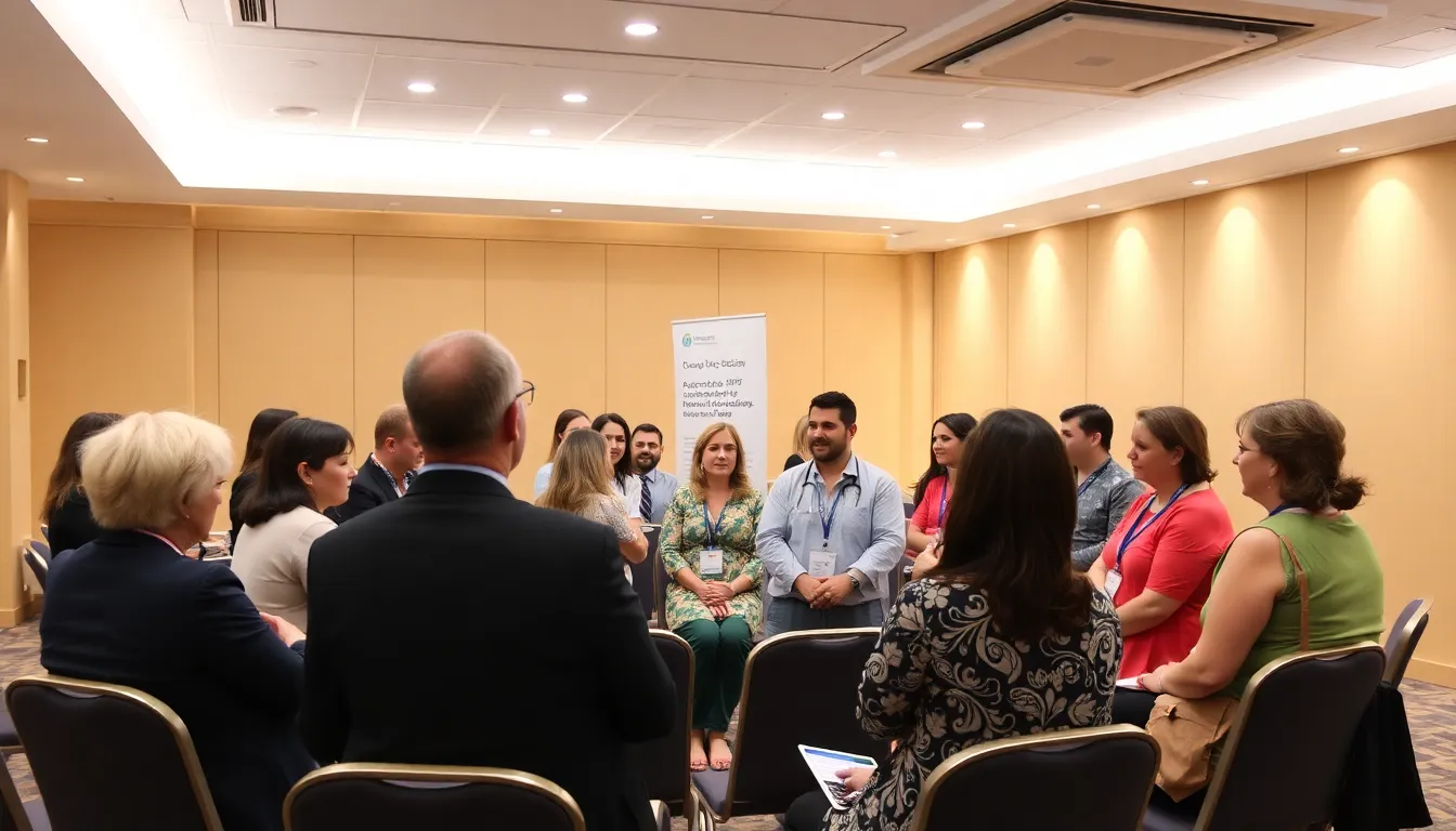 A global health conference discussing strategies to eliminate cervical cancer, featuring representatives from various organizations working towards equitable healthcare access