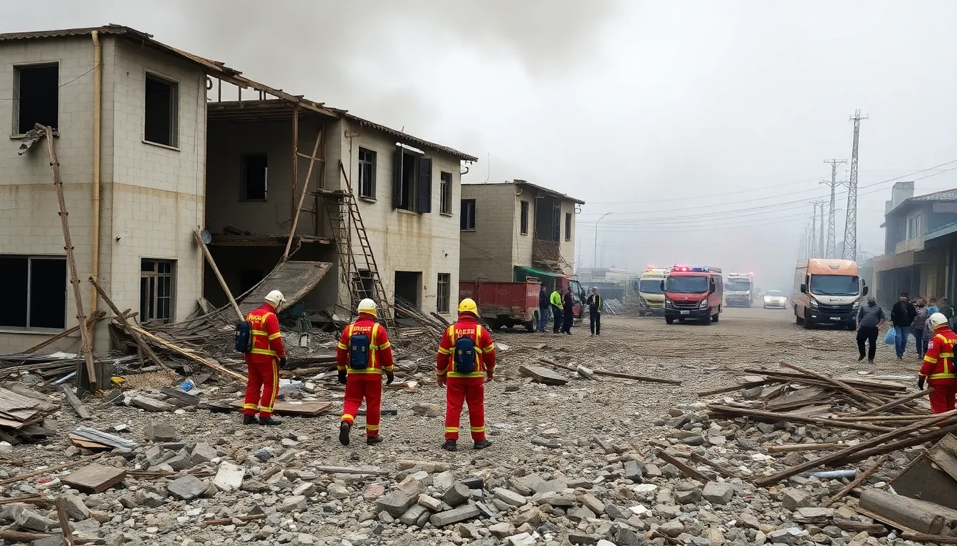 Workers in a nearby factory discussing the implications of the explosion, reflecting on the need for improved safety protocols and regulations