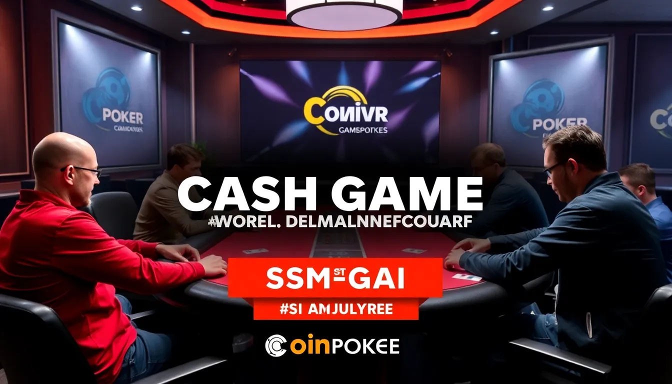 A vibrant online poker scene illustrating the integration of cryptocurrency and blockchain technology, symbolizing the evolution of traditional poker into a digital landscape