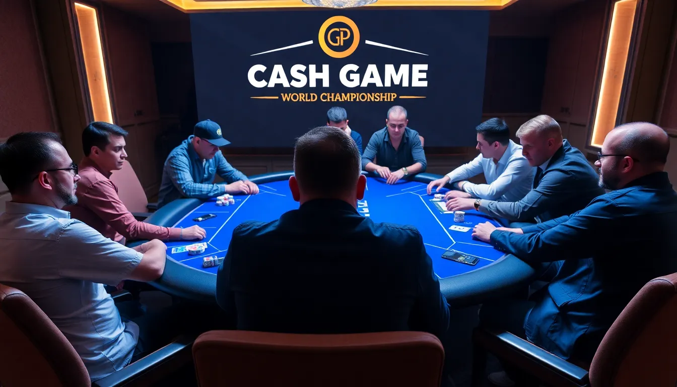 Engaged players at the Cash Game World Championship, reflecting the excitement and competitive spirit of the event as they navigate the challenges of the tournament