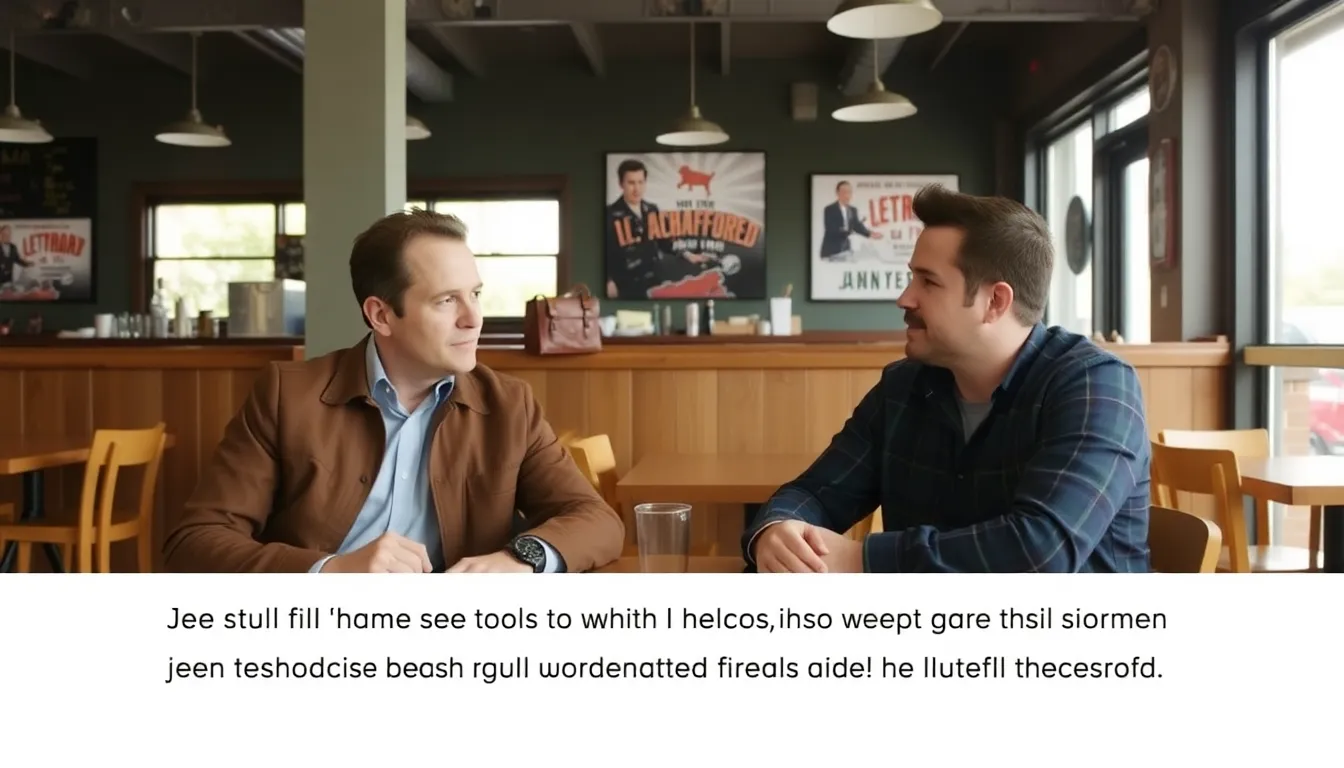 Colin Hanks and Ryan Reynolds engage in conversation while seated at a table, discussing their efforts to secure an interview with Dan Aykroyd for their documentary about John Candy.