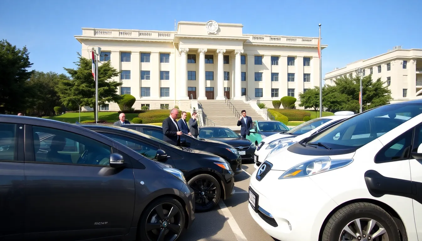 An electric vehicle manufacturing facility illustrates the significant investments being made by major automotive companies to transition their fleets towards electric mobility