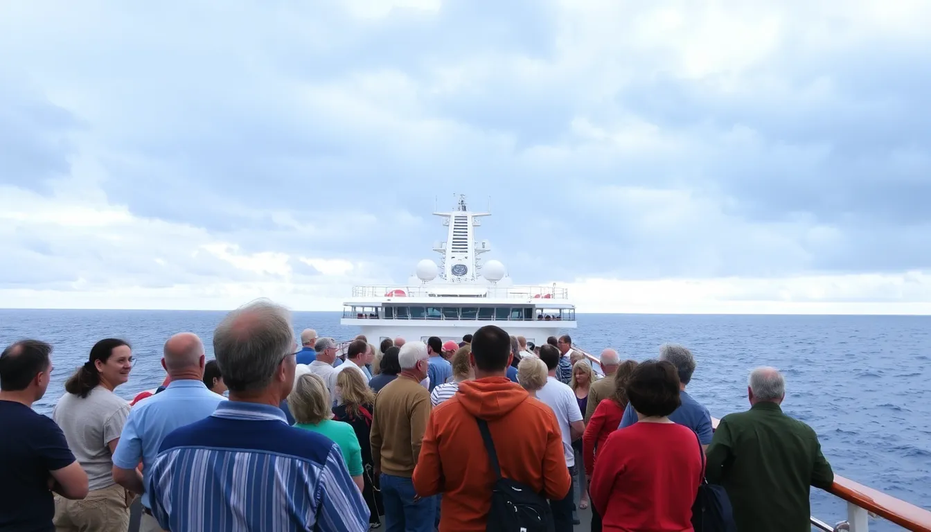 The cramped and tense atmosphere on the ship reflects the emotional toll experienced by passengers as they cope with limited medical care and uncertainty