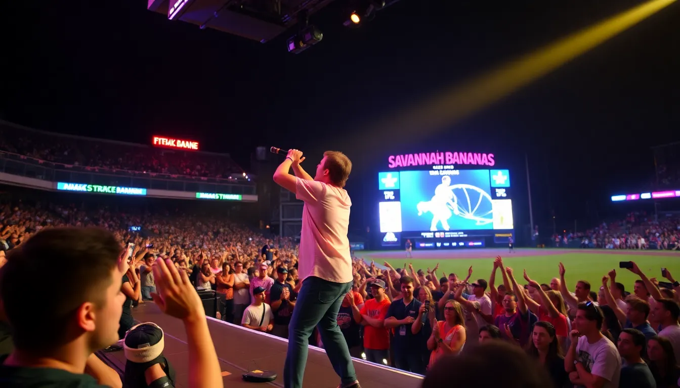 The Savannah Bananas team celebrates their innovative partnership with Derek Klena, highlighting the unique fusion of theater and baseball that attracts diverse audiences
