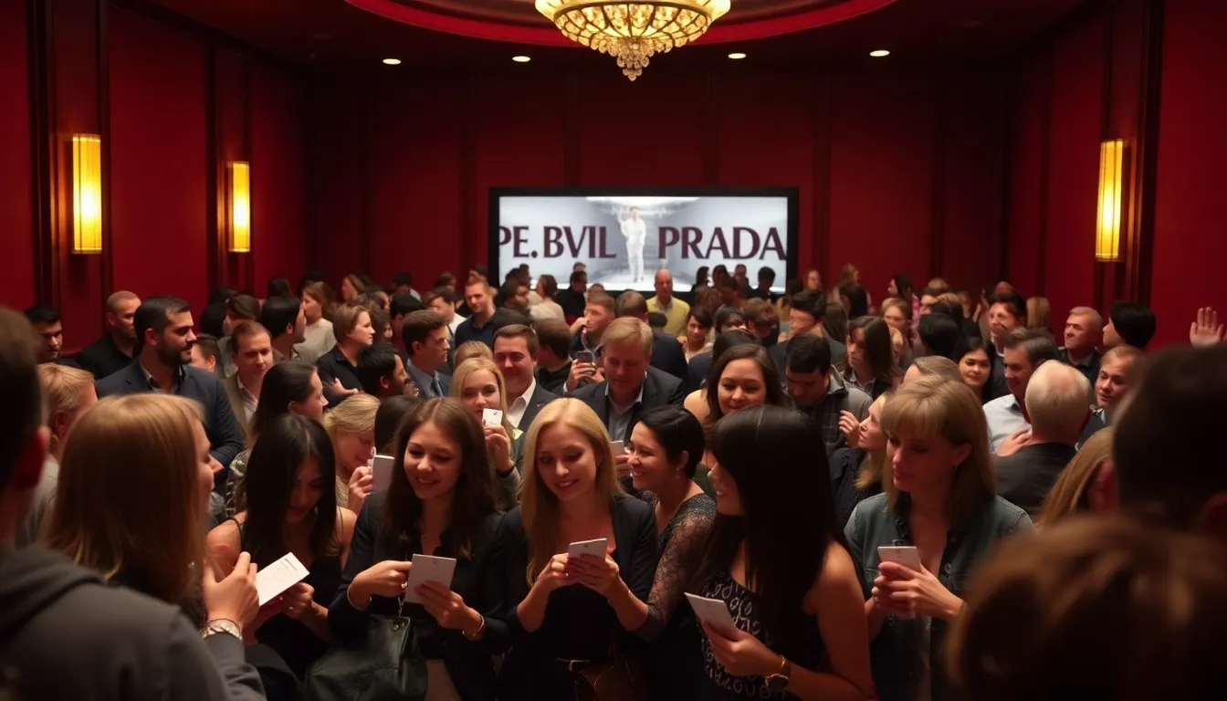 A promotional poster for 'Devil Wears Prada 2', featuring its lead actor in a stylish outfit, capturing the essence of fashion and humor that defines the sequel