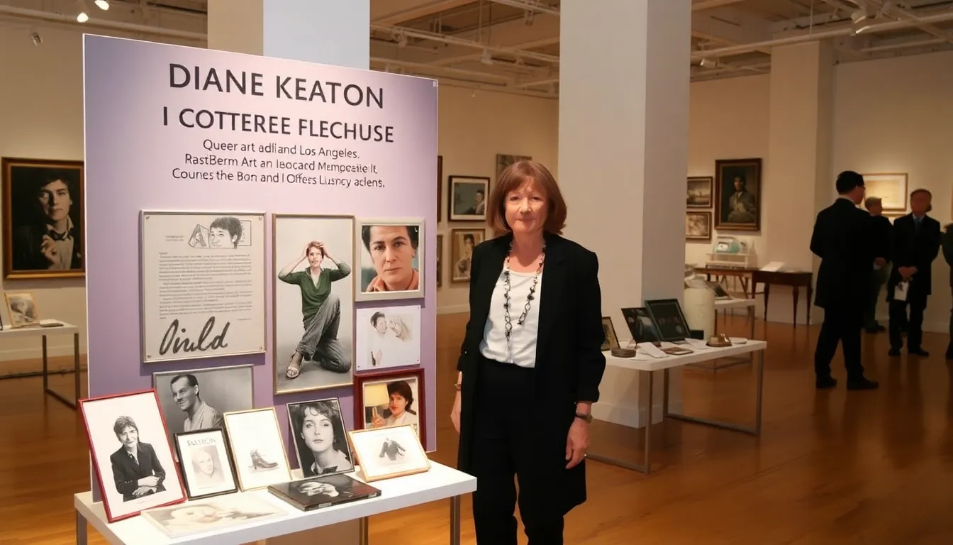 A vibrant collection of queer art that reflects contemporary themes of identity and expression, showcasing the diverse voices Keaton supports in the arts