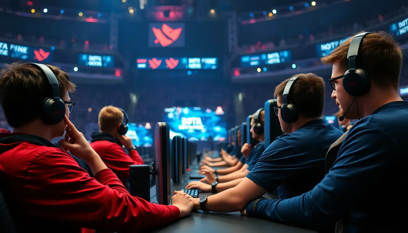 A group of aspiring gamers practicing together, representing the challenges faced by new talent trying to break into the competitive Dota 2 scene