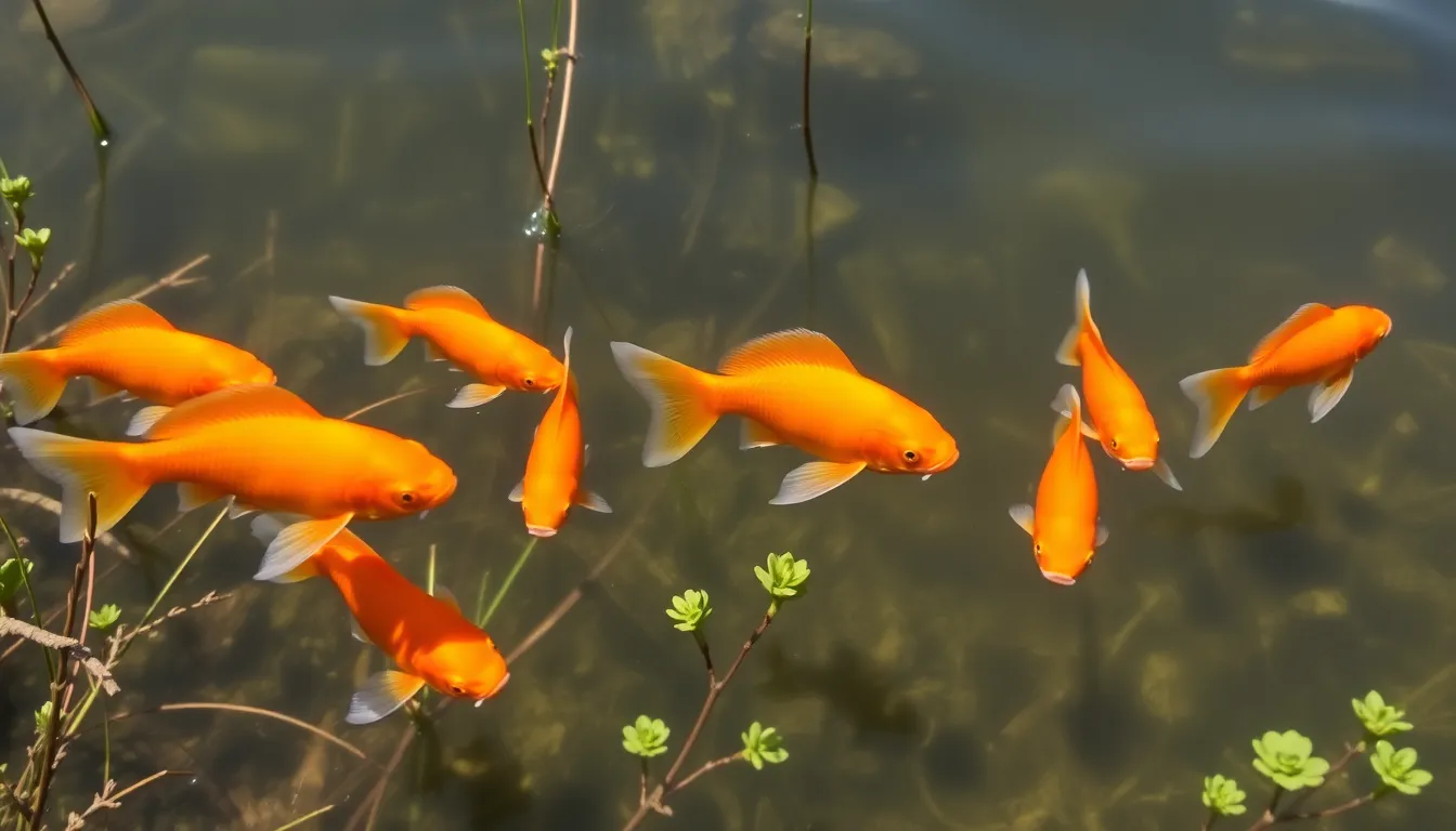 Community members gather near the lake, discussing the alarming increase in goldfish populations and its impact on local carp
