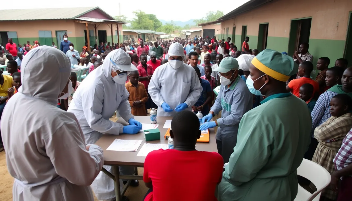 Families in a rural village expressing concern over the impact of the Ebola outbreak on their daily lives and access to healthcare services